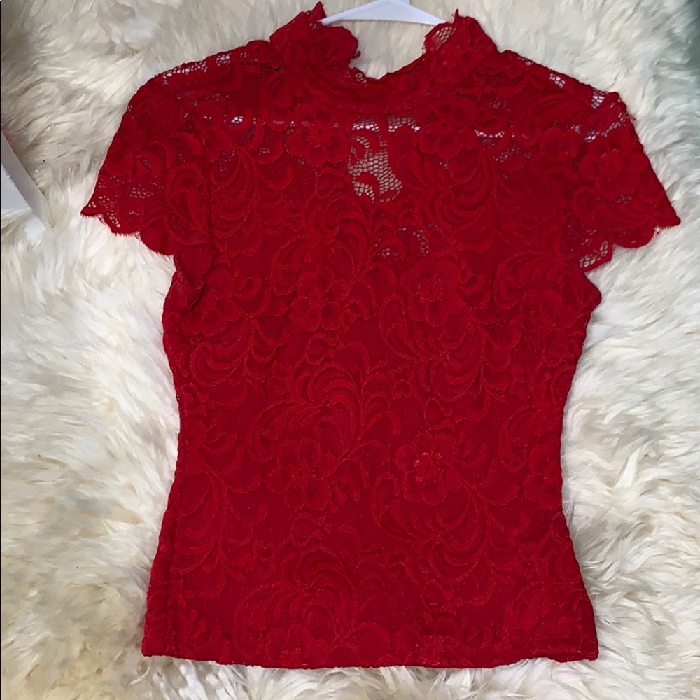 Red lace top